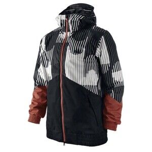 Nike Snowboarding Ski Jacket Piano Keys Musician Men Winter White Black Orange M